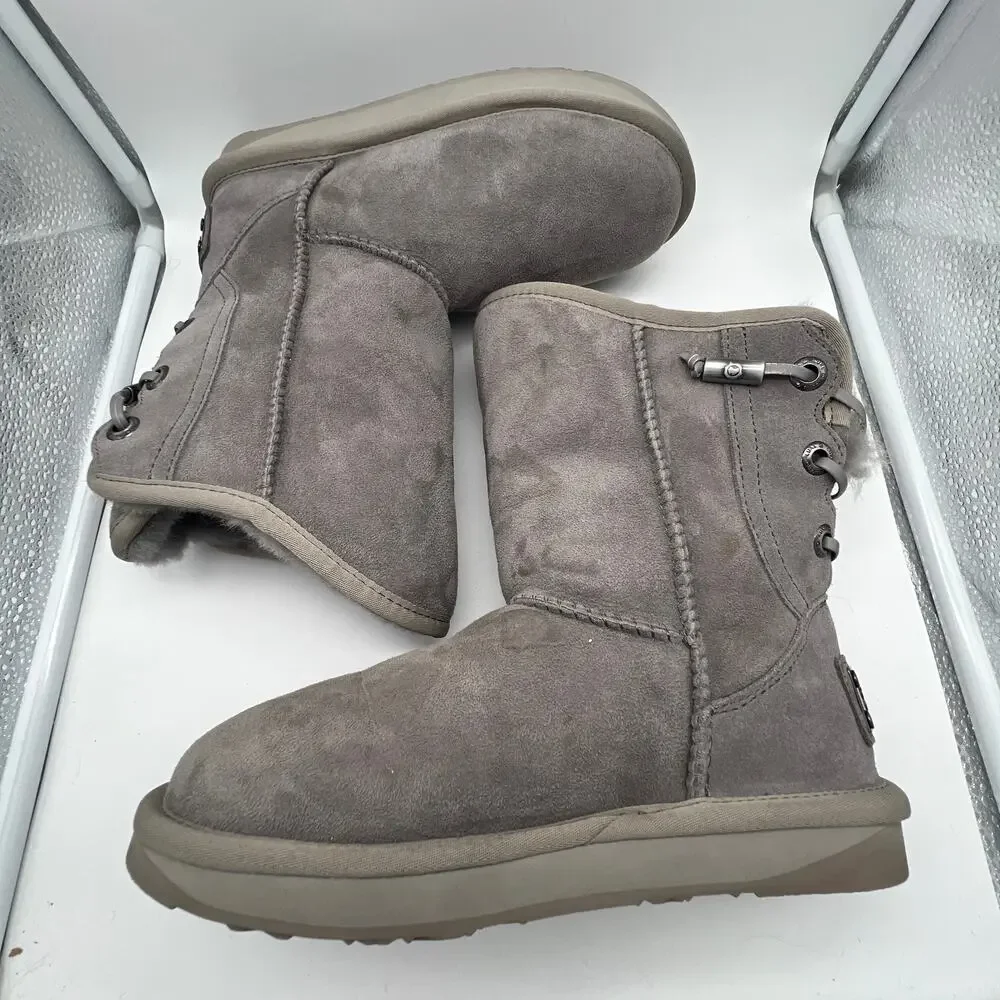 Australia Luxe Collective Women's Gray Suede Lace Up Ankle Boots Size US 5 EU 36